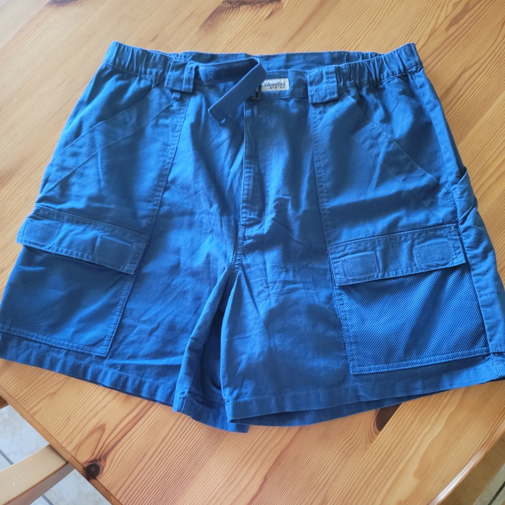 Columbia PFG Blue Cargo Fishing Shorts Men's Size L
